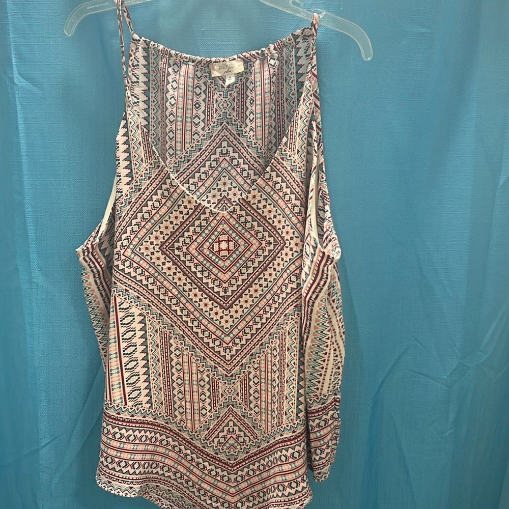 Soulmates Tribal pattern Top pink blue white